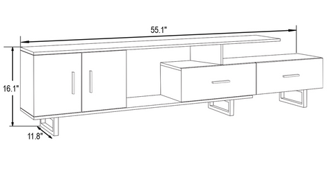 Avery Mid-Century Modern TV Stand with MDF Cabinet and Powder Coated Steel Legs