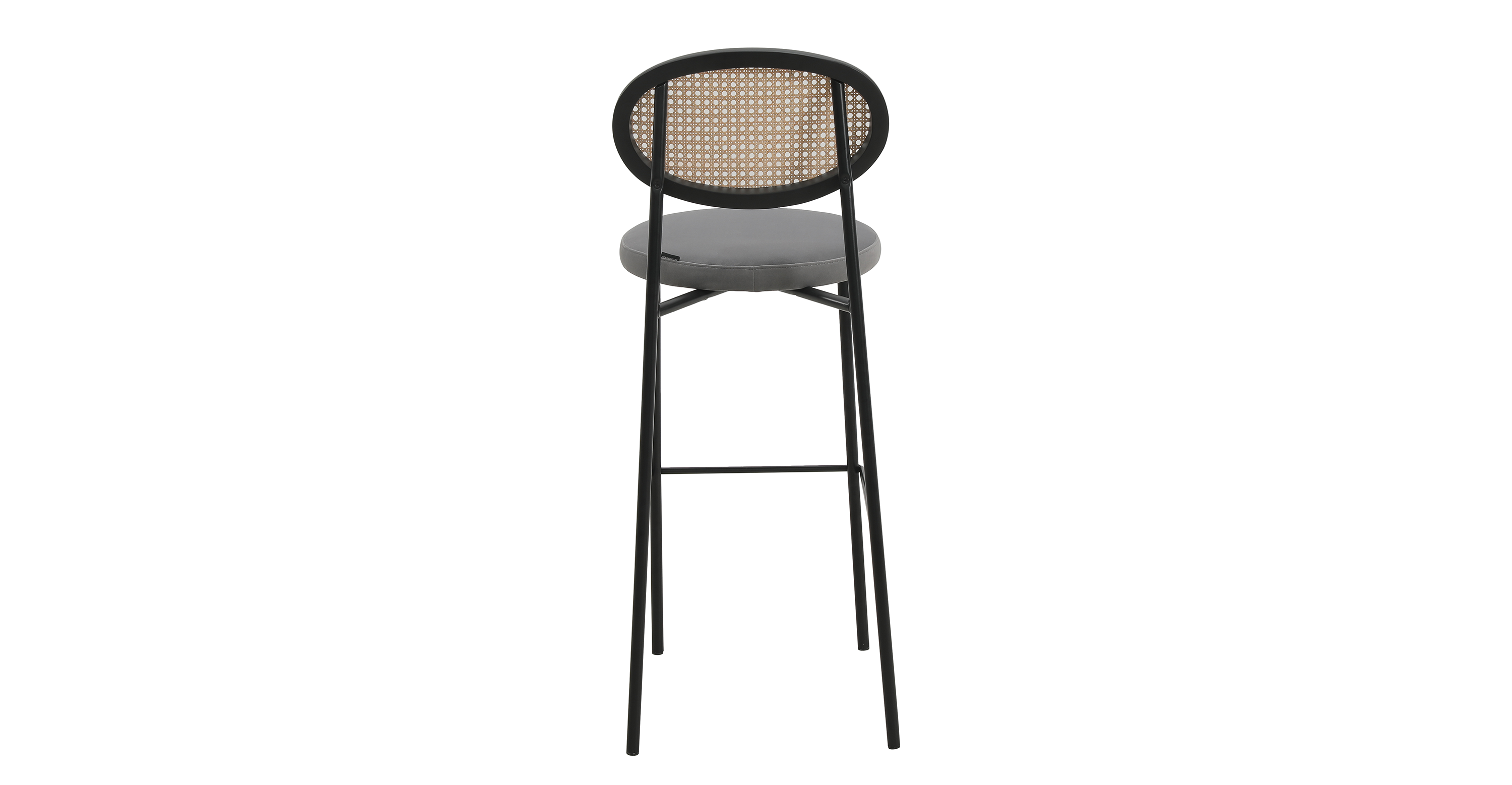 Euston Wicker Bar Stool with Black Powder Coated Steel Frame and Footrest