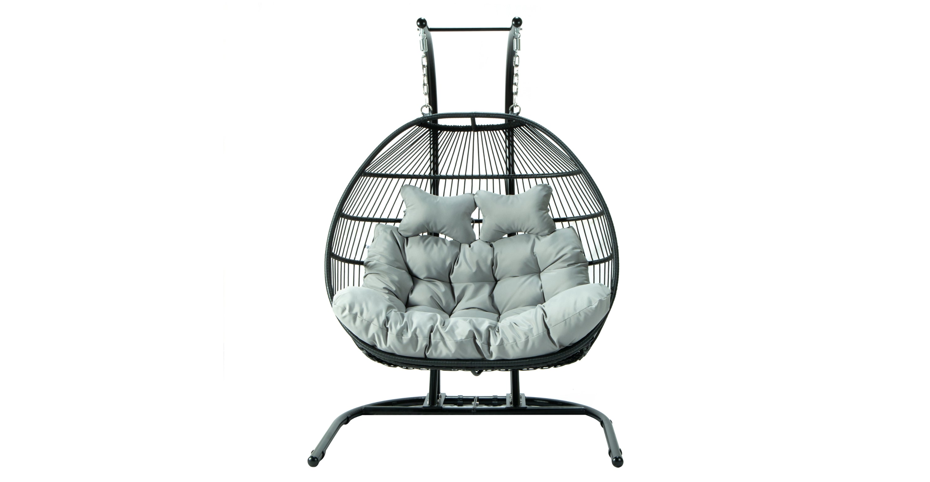 Wicker 2 Person Double Folding Hanging Egg Swing Chair