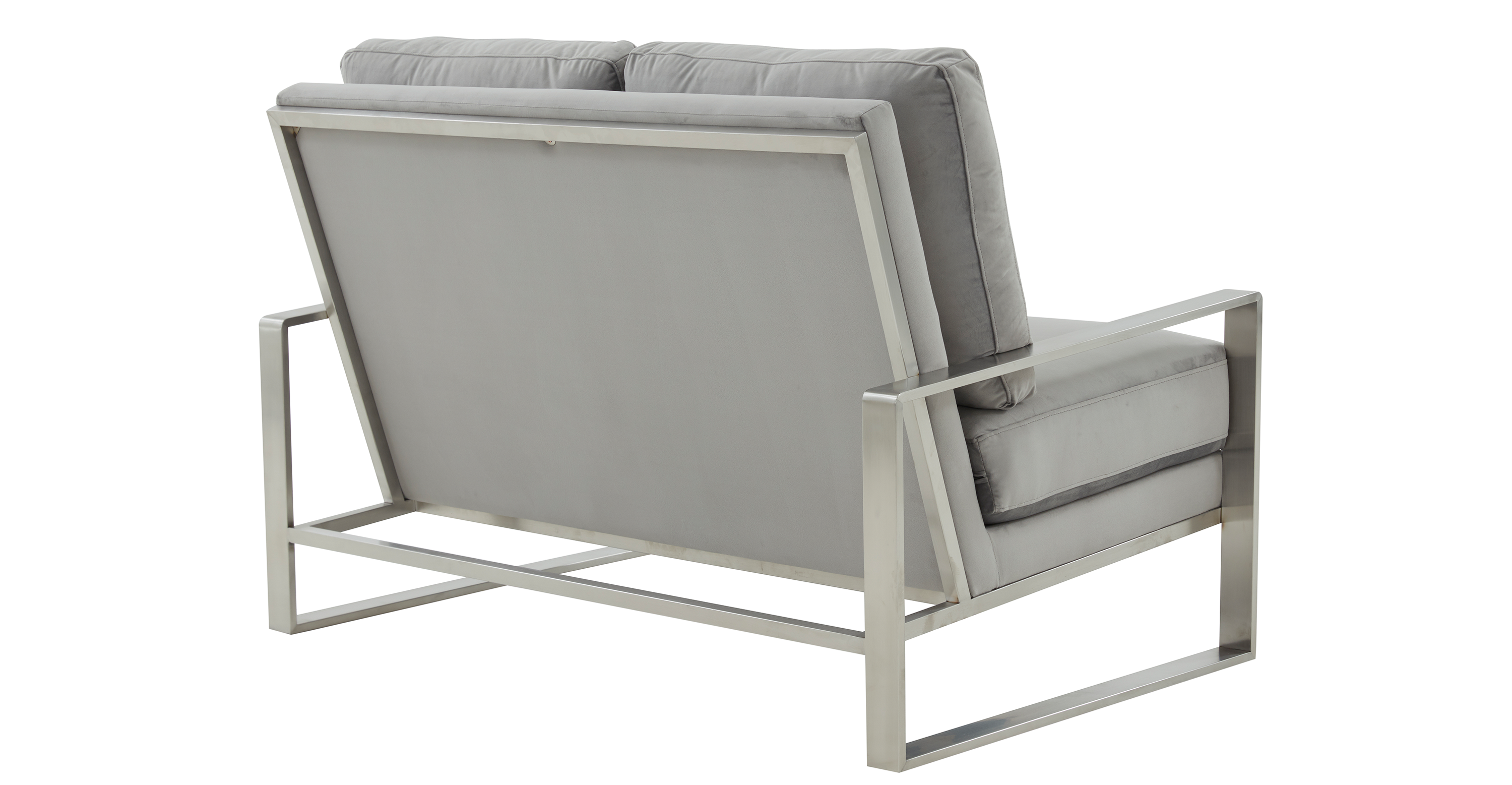 Jefferson Contemporary Velvet/Leather Loveseat with Stainless Steel Frame