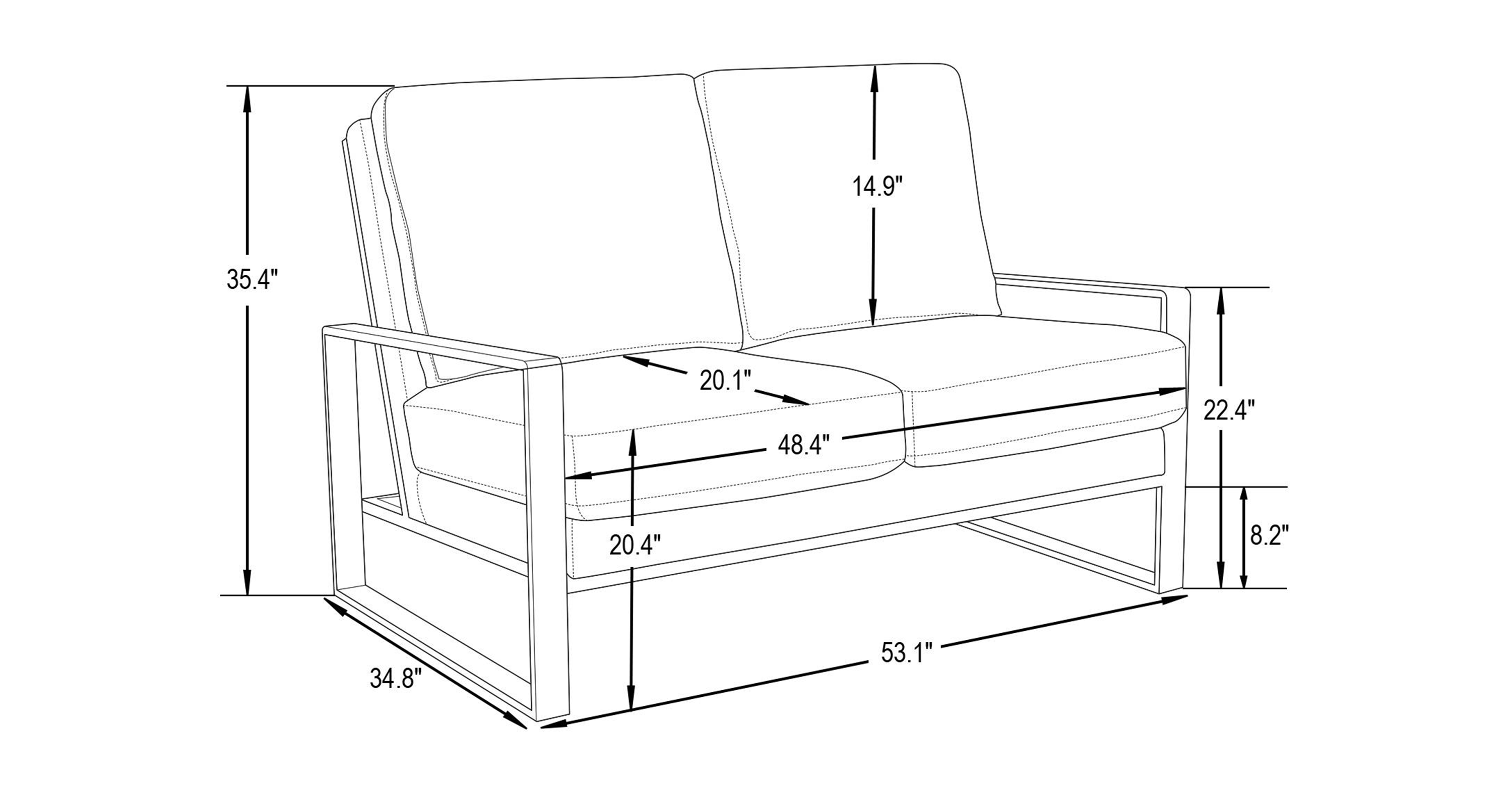 Jefferson Contemporary Velvet/Leather Loveseat with Stainless Steel Frame