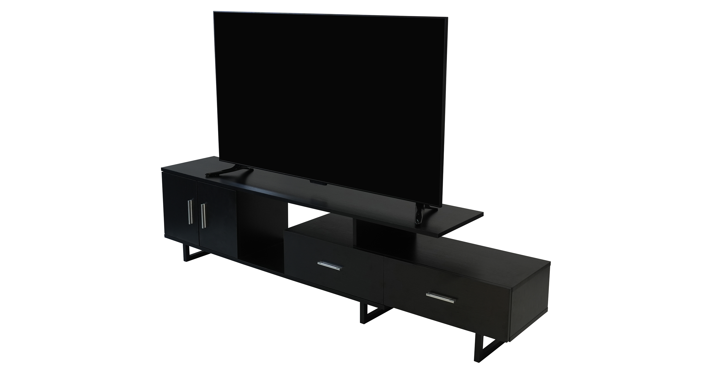 Avery Mid-Century Modern TV Stand with MDF Cabinet and Powder Coated Steel Legs