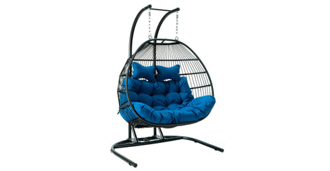 Wicker 2 Person Double Folding Hanging Egg Swing Chair