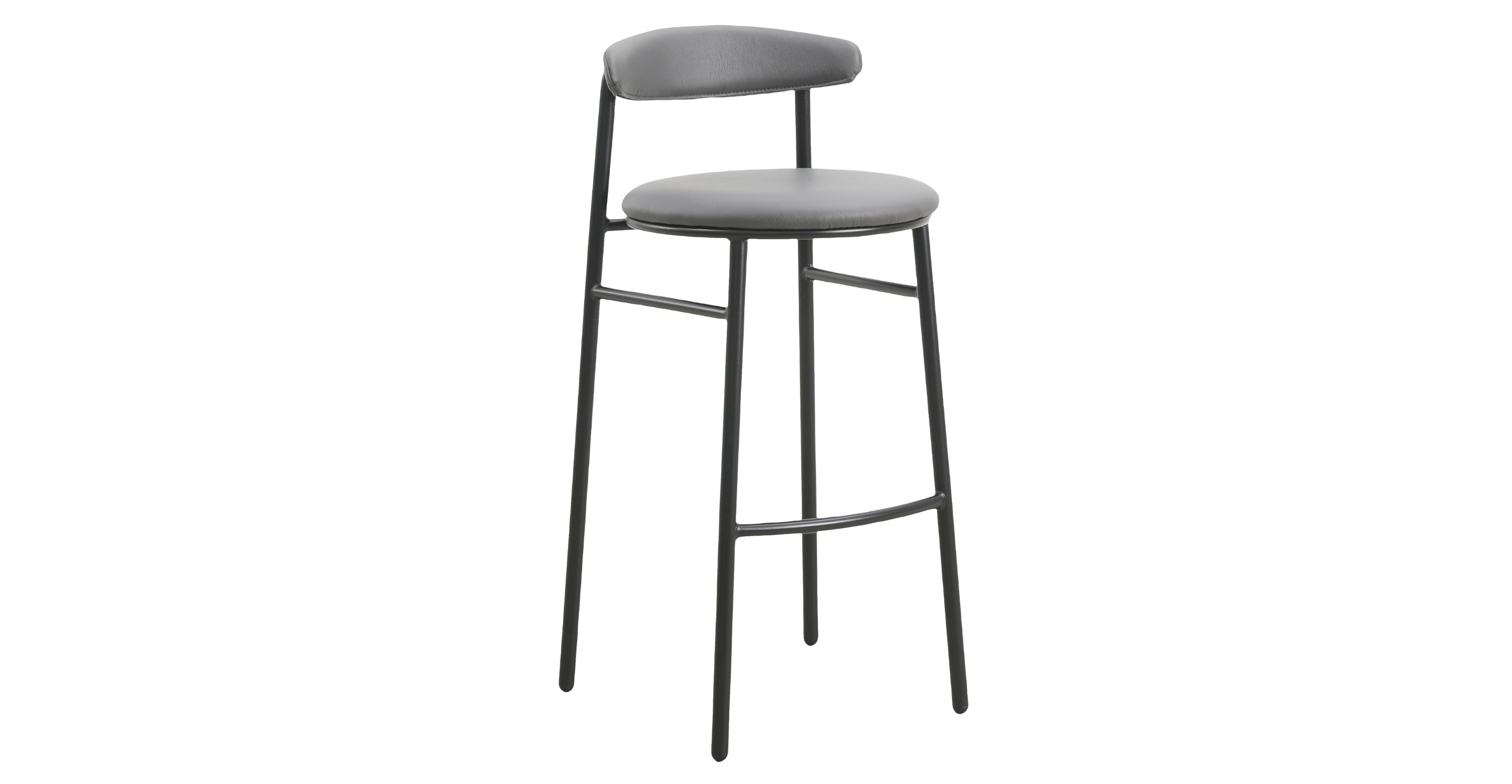 Lume Series Modern Bar Stool Upholstered in Leather for Dining Room and Kitchen