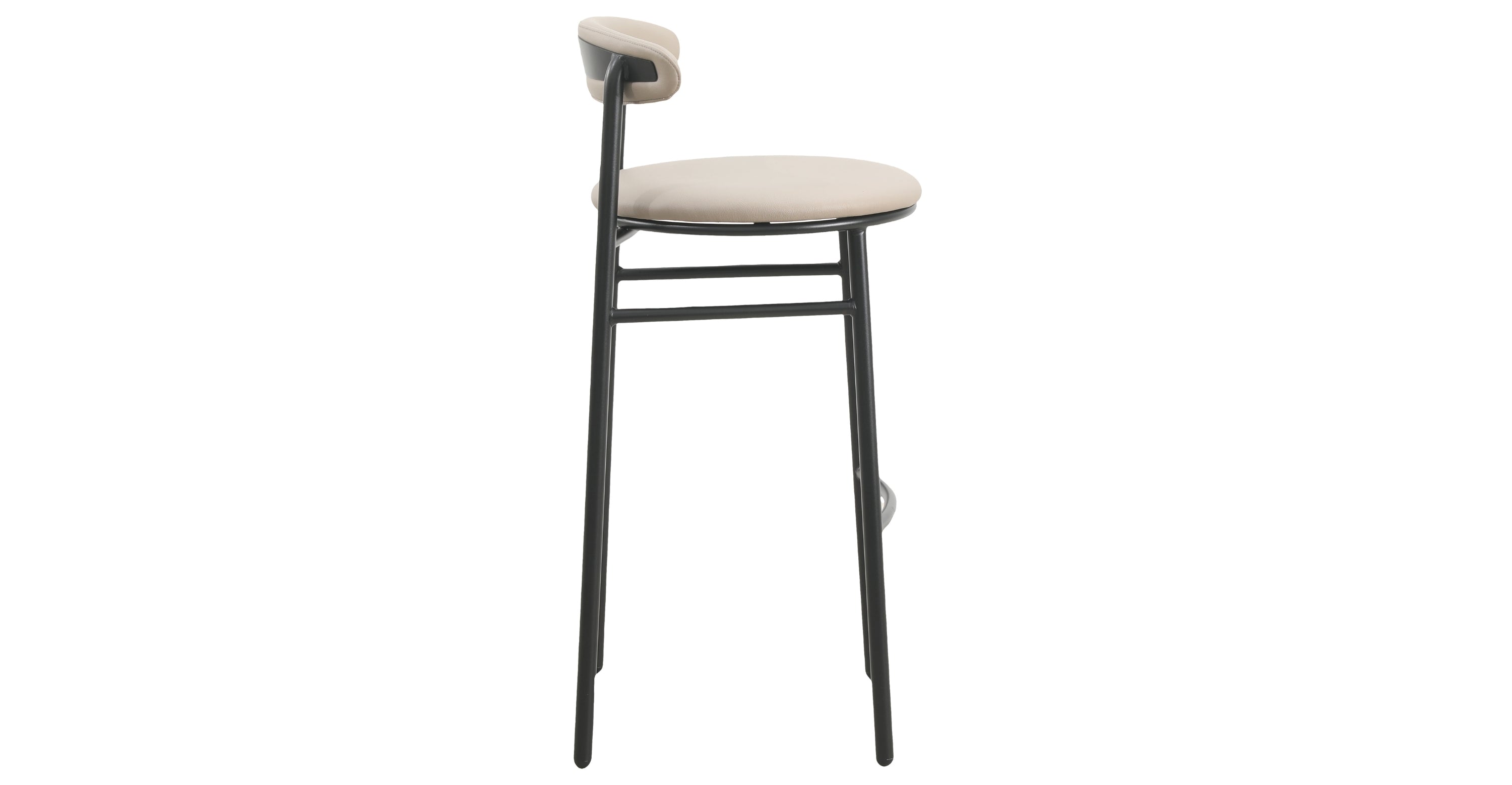 Lume Series Modern Bar Stool Upholstered in Leather for Dining Room and Kitchen