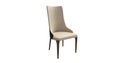 Elm Dining Chair with a Leather/Velvet Seat and a Two-Tone Color Design Backrest in Ash Wood