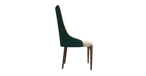 Elm Dining Chair with a Leather/Velvet Seat and a Two-Tone Color Design Backrest in Ash Wood