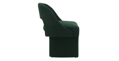 Quell Boucle Accent Chair Curved Open Back Design and Manufactured Wood Frame