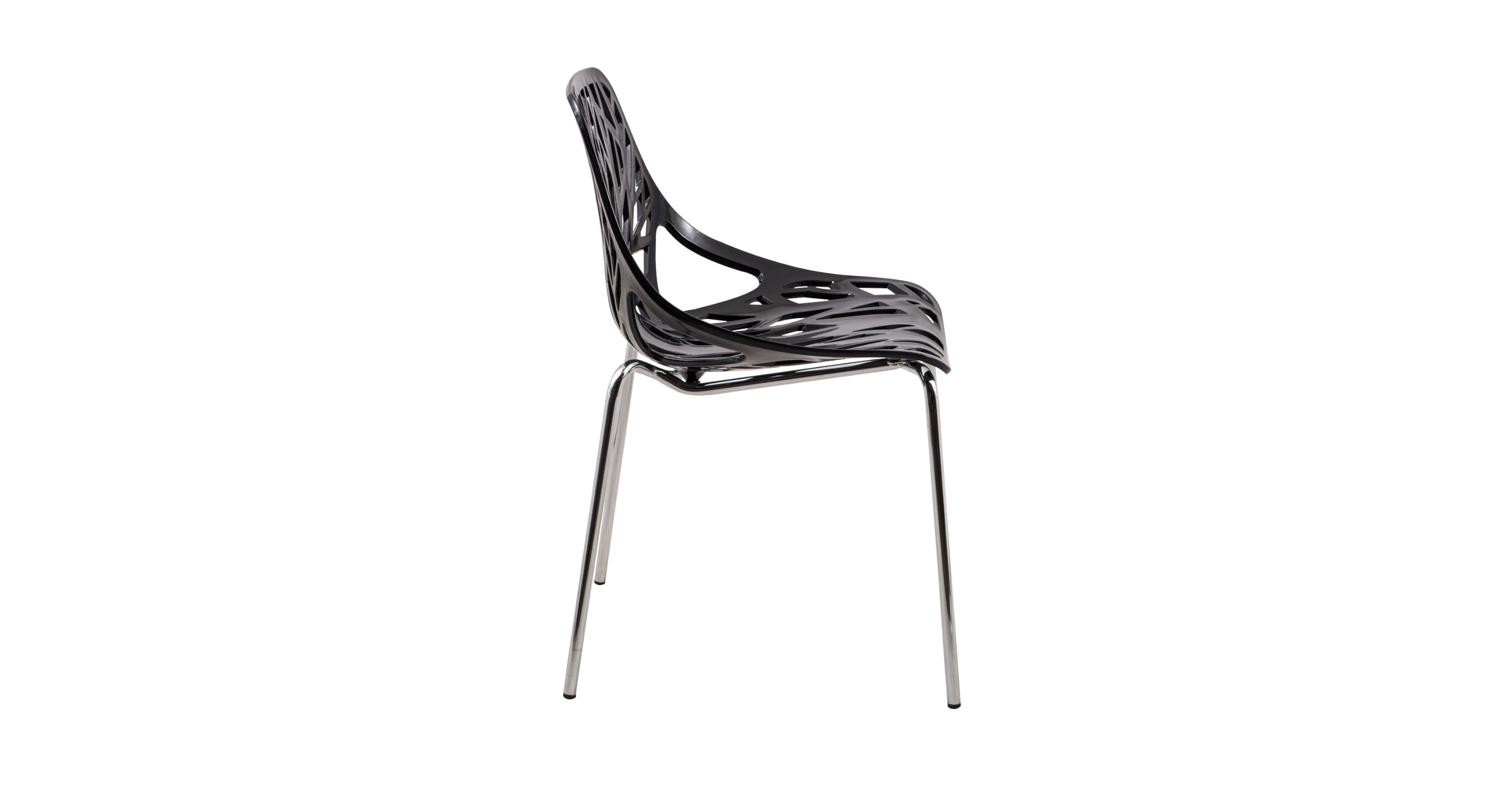 Asbury Polypropylene Dining Side Chair with Forest Cut-Out Design in Chrome