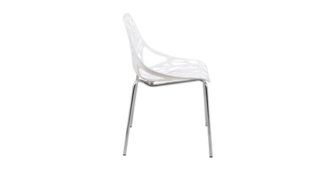 Asbury Polypropylene Dining Side Chair with Forest Cut-Out Design in Chrome