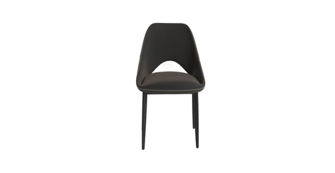 Amalfi Upholstered Fabric Dining Chair with a Curved Open Back Design in Black Iron