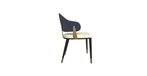 Aria Leather Dining Chair with a Curved Back and Gold Accents Design in Iron