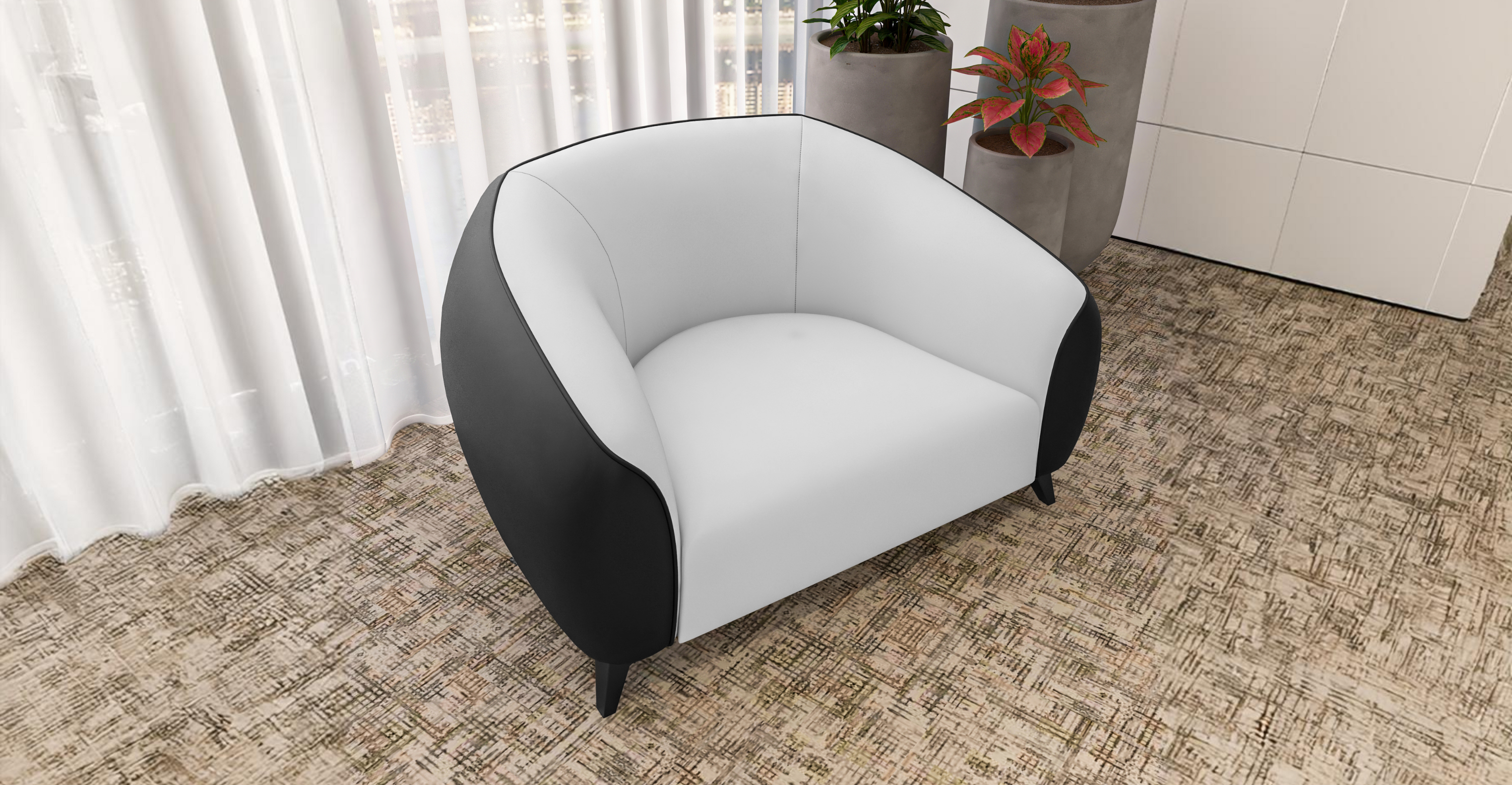 Opula Single-Seater Leather Sofa Accent Armchair with Stainless Steel Legs