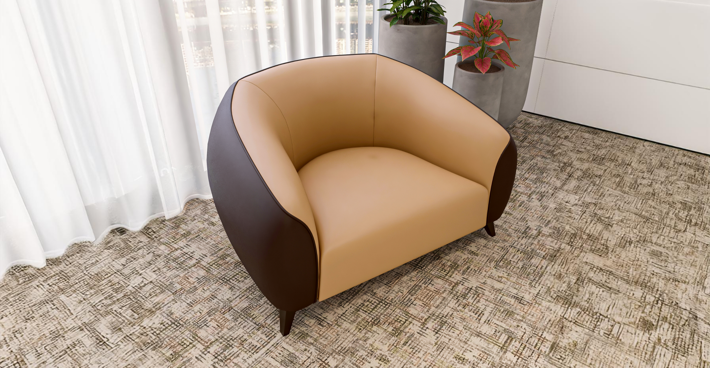 Opula Single-Seater Leather Sofa Accent Armchair with Stainless Steel Legs