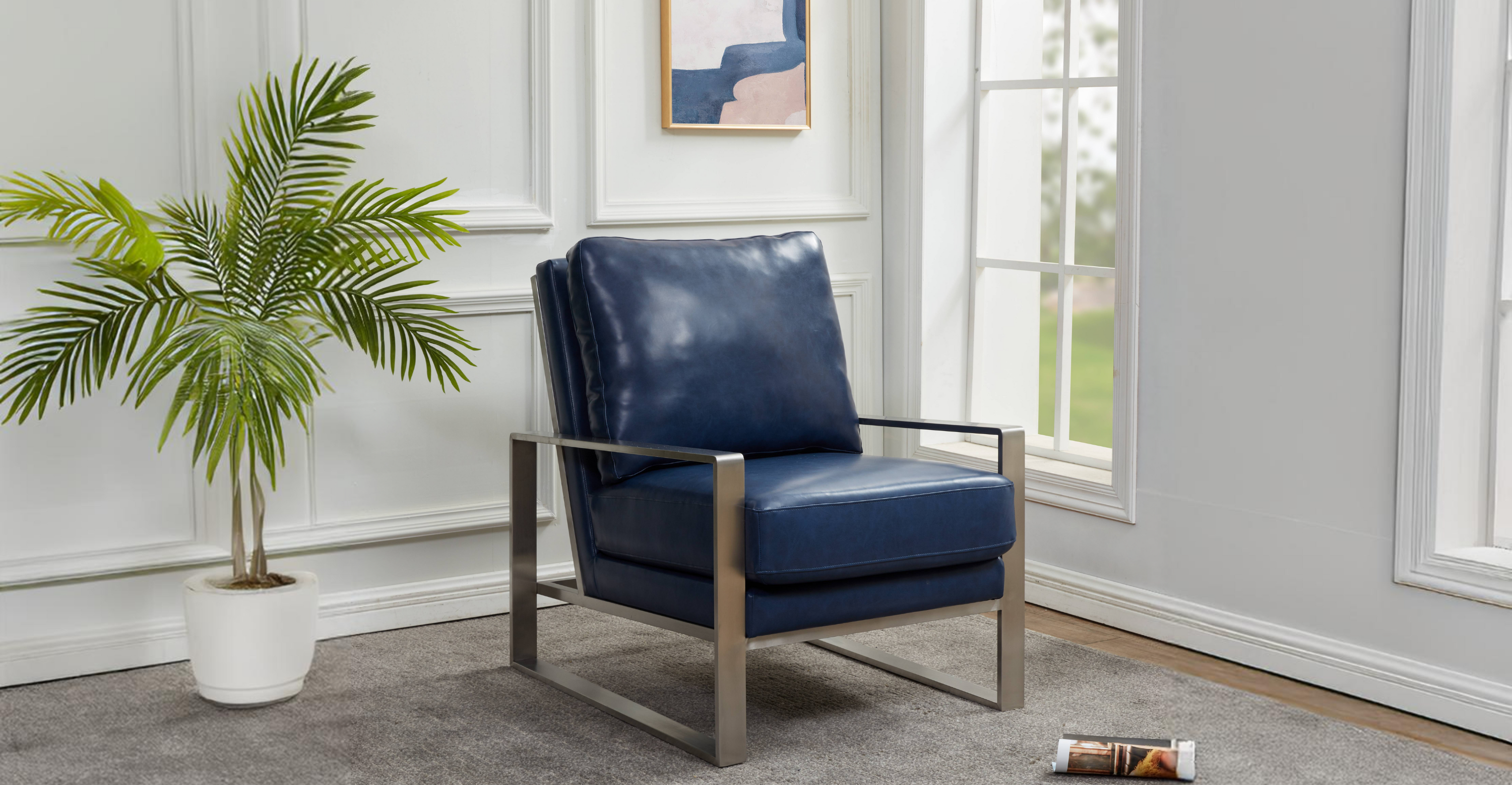 Jefferson Accent Armchair with Upholstered and Gold/Silver Metal Frame