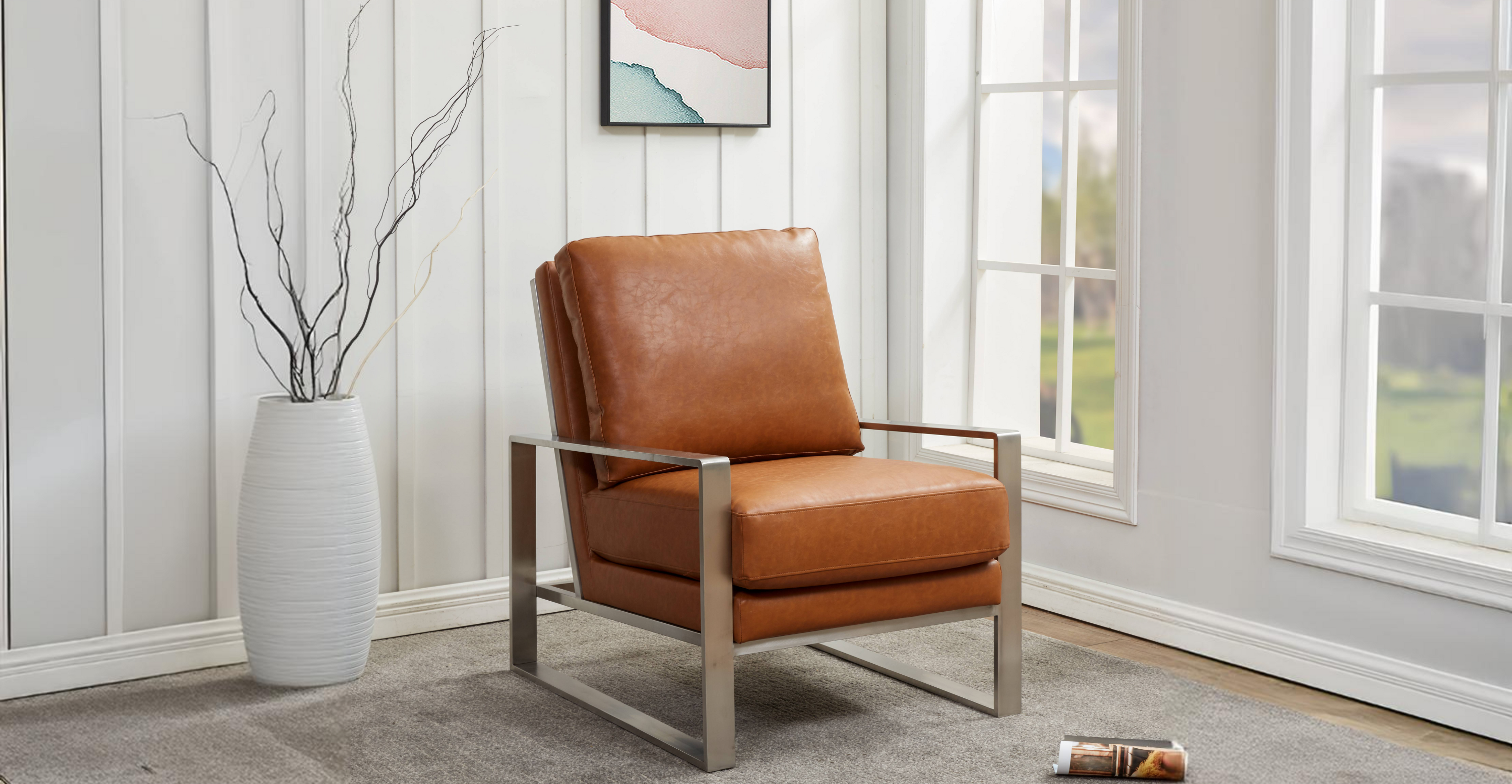 Jefferson Accent Armchair with Upholstered and Gold/Silver Metal Frame