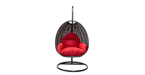 Charcoal Wicker Hanging Single Egg Swing Chair With Cushions