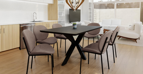 Servos Modern Dining Side Chair with Upholstered Seat and Powder Coated Iron Frame Set of 2