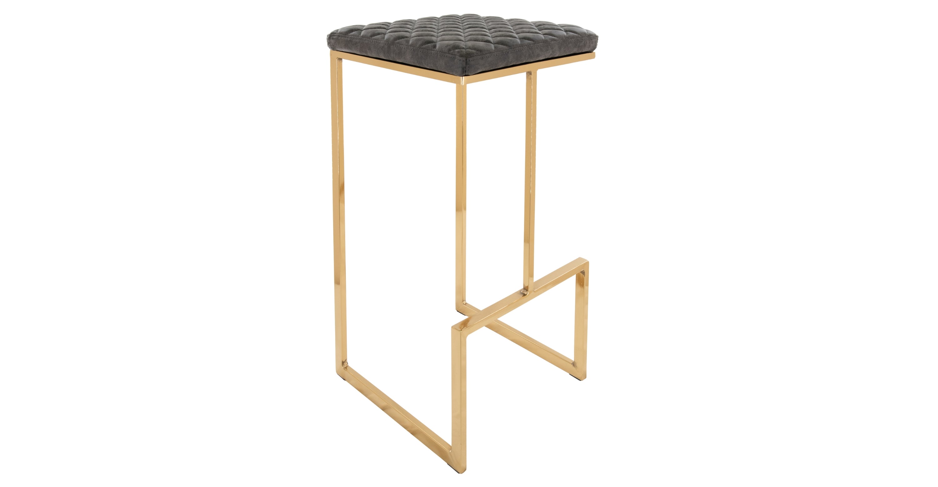 Quincy Quilted Stitched Leather Bar Stools With Gold Metal Frame