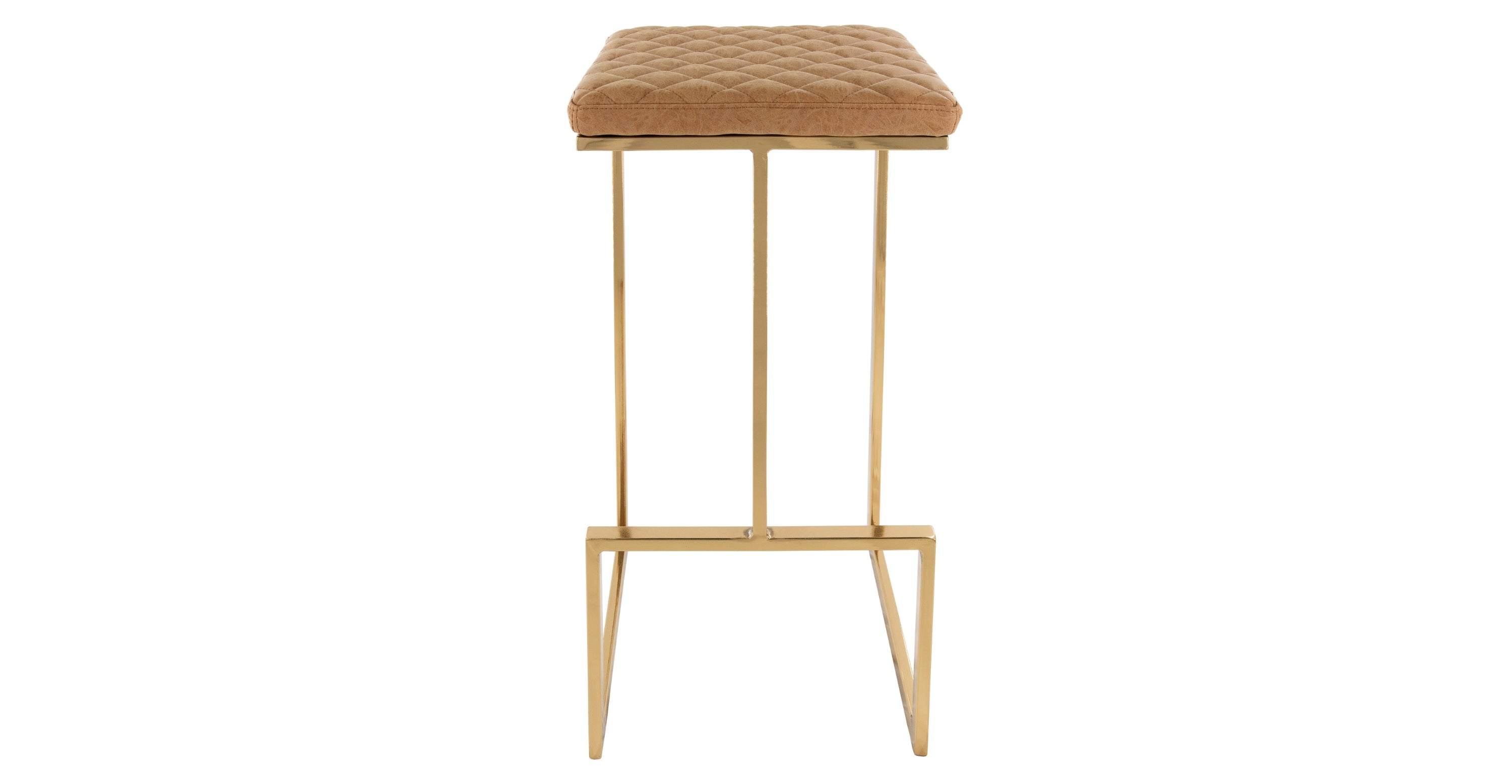 Quincy Quilted Stitched Leather Bar Stools With Gold Metal Frame