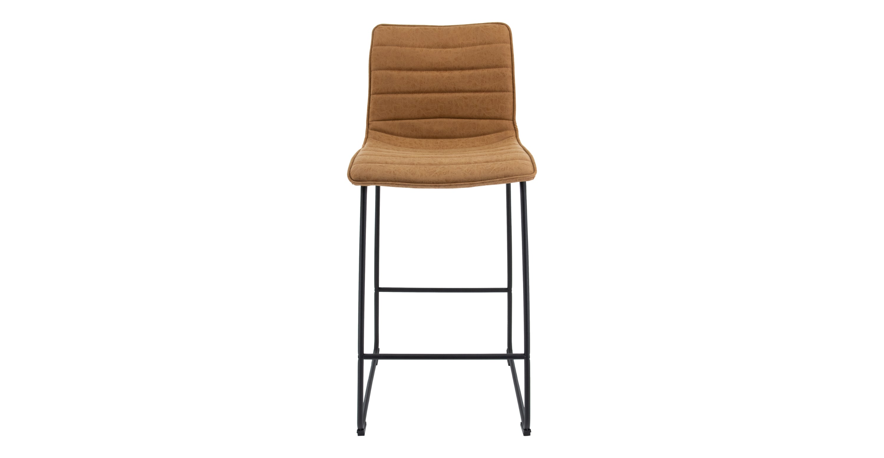 Brooklyn 29.9" Modern Leather Bar Stool With Black Iron Base & Footrest