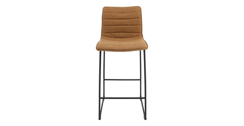 Brooklyn 29.9" Modern Leather Bar Stool With Black Iron Base & Footrest