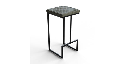 Quincy Quilted Stitched Leather Bar Stools With Metal Frame