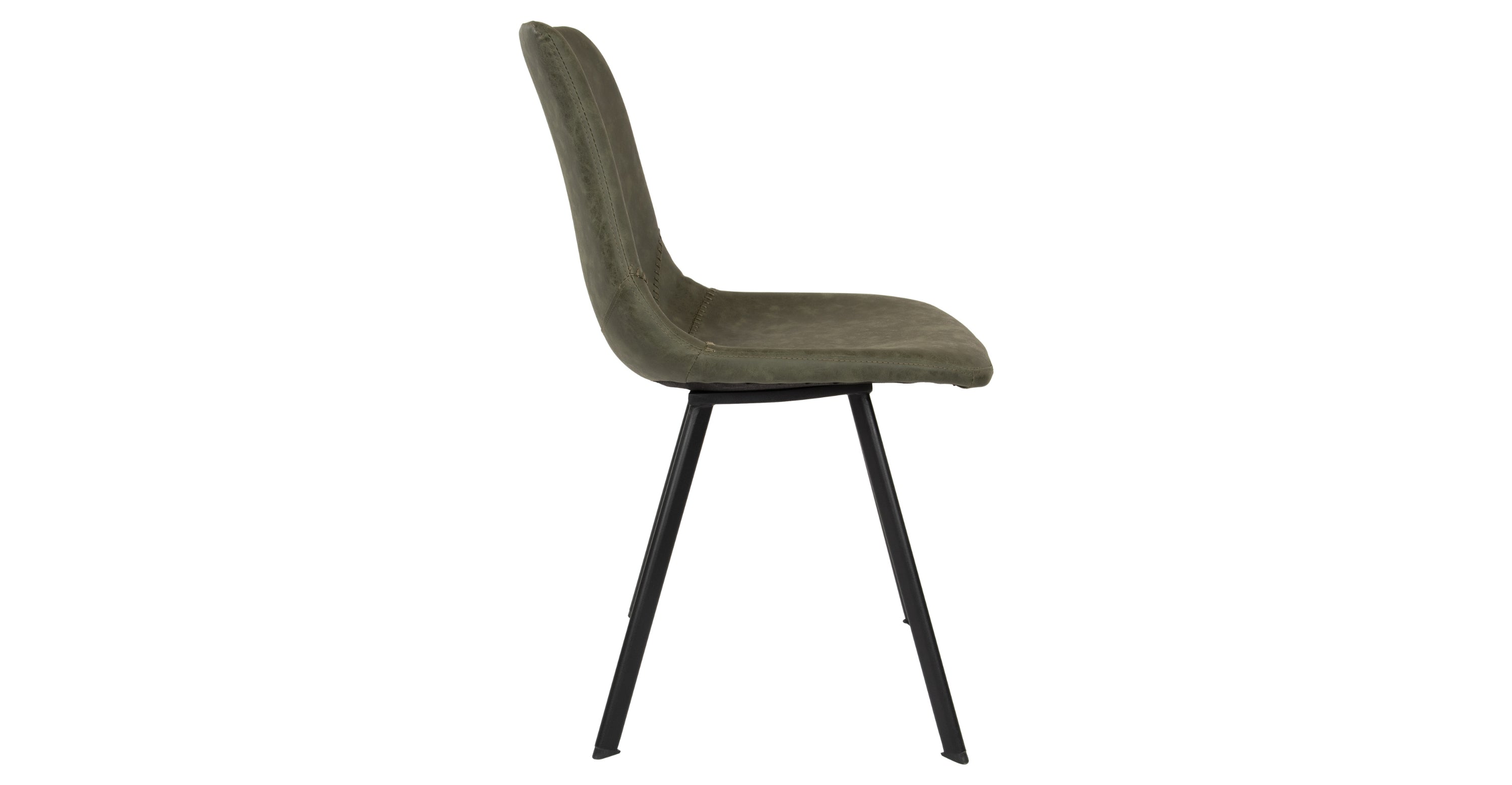 Markley Leather Dining Chair With Black/Gold Metal Legs