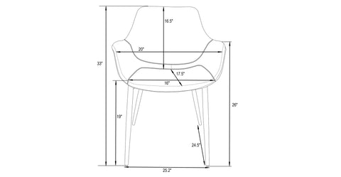 Markley Modern Leather Dining Arm Chair With Metal Legs