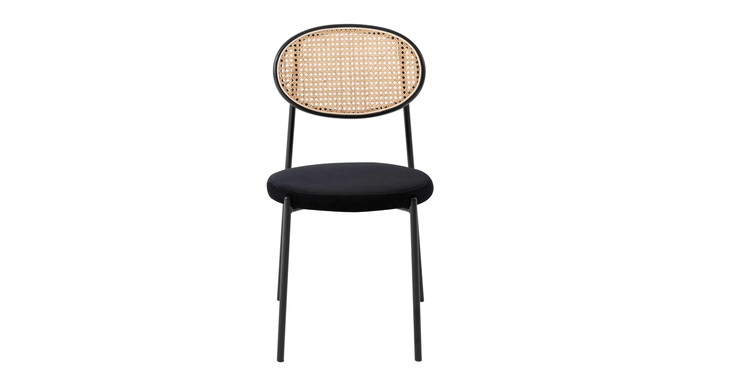 Euston Modern Upholstered Dining Chair with Round Wicker/Velvet Back Style