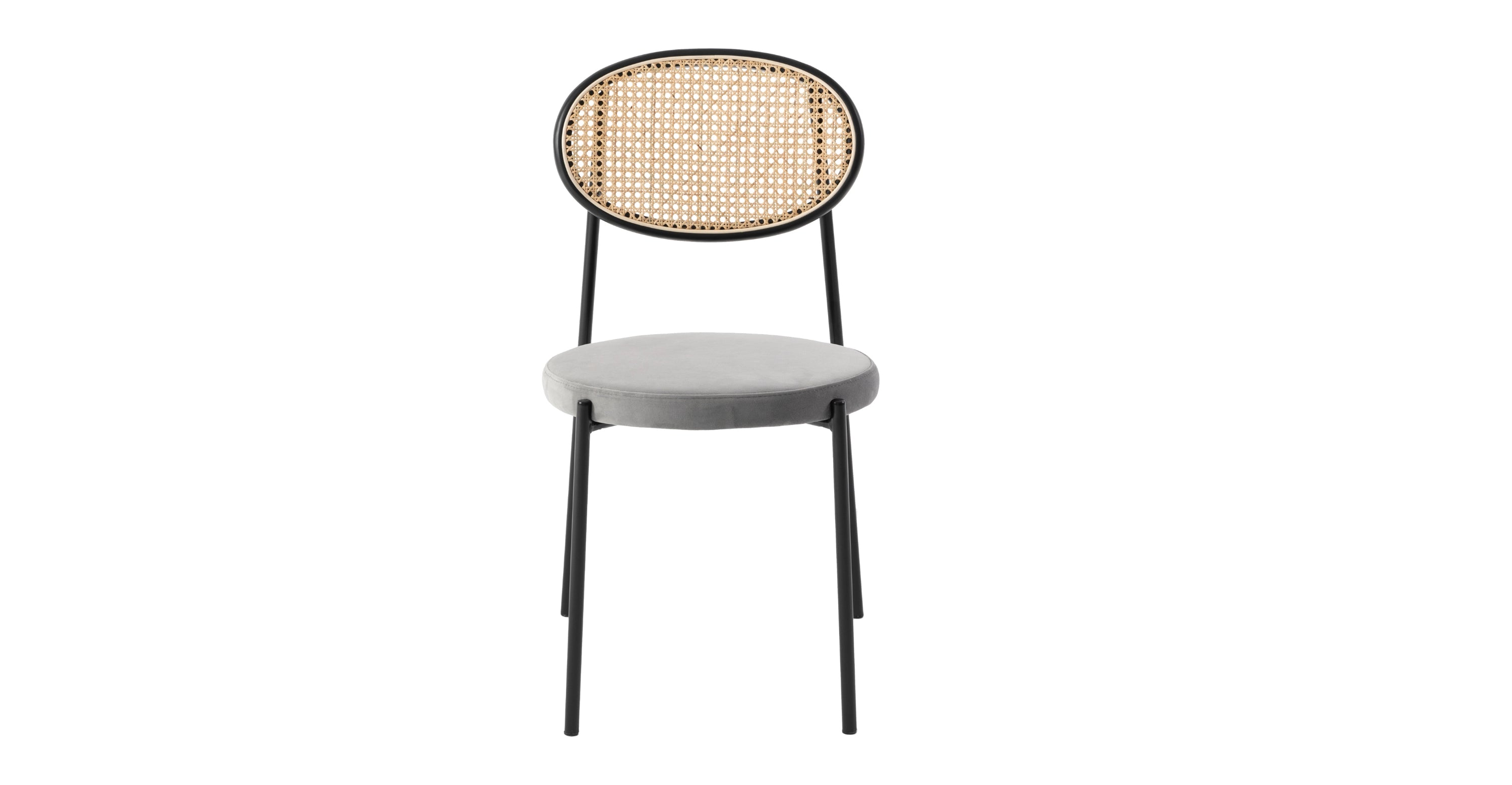 Euston Modern Upholstered Dining Chair with Round Wicker/Velvet Back Style