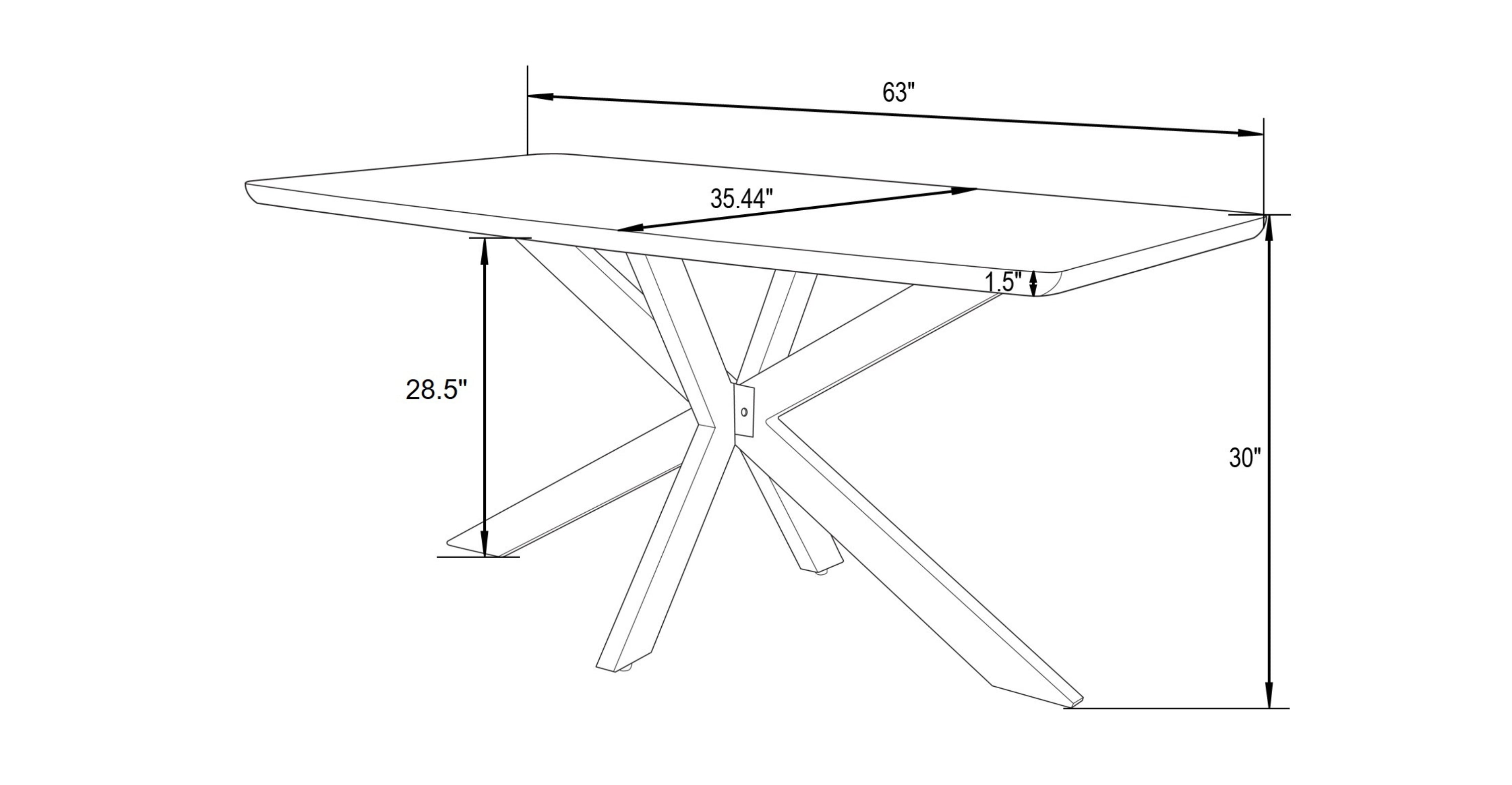 Lawrence 7-Piece Dining Set: Folding Acrylic Chairs & Rectangular Wood Table with Geometric Base