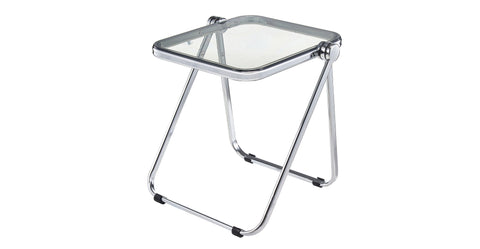 Lawrence Square Folding Side Table with Plastic Tabletop in Chrome Aluminum Frame