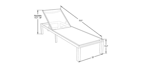 Marlin Modern Grey Aluminum Outdoor Chaise Lounge Chair Set of 2 With Arms and Square Fire Pit Side Table for Patio