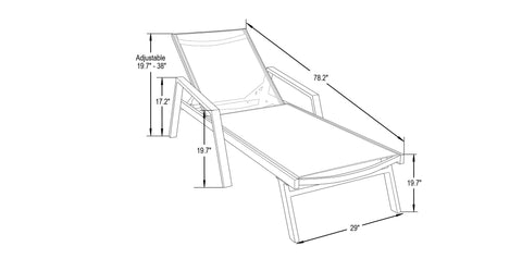 Marlin Modern Grey Aluminum Outdoor Chaise Lounge Chair Set of 2 With Arms and Square Fire Pit Side Table for Patio