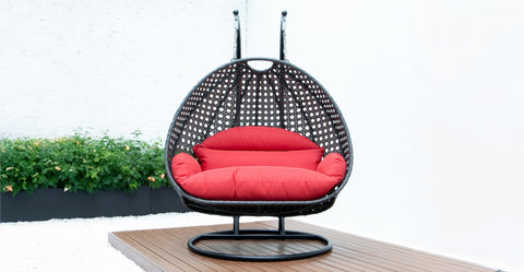 Modern Charcoal Wicker Hanging Double Seater Egg Swing Chair