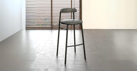 Lume Series Modern Bar Stool Upholstered in Leather for Dining Room and Kitchen