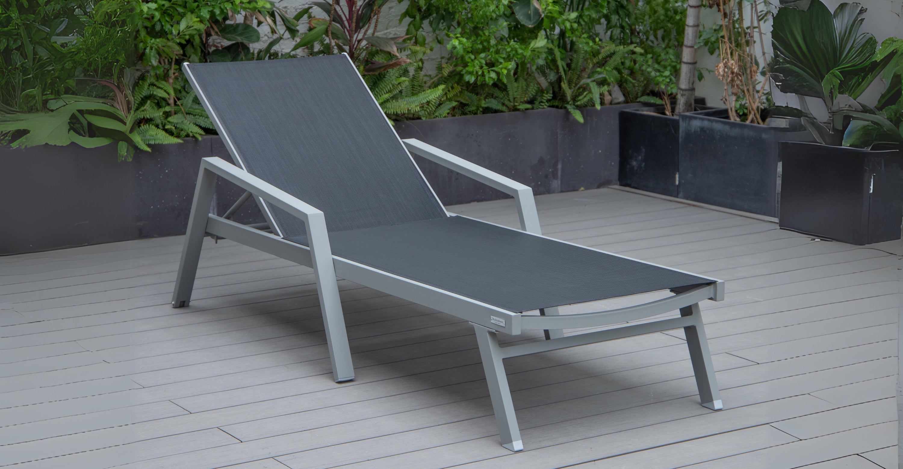 Marlin Aluminum Outdoor Chaise Lounge Chair with Sling Fabric Seat