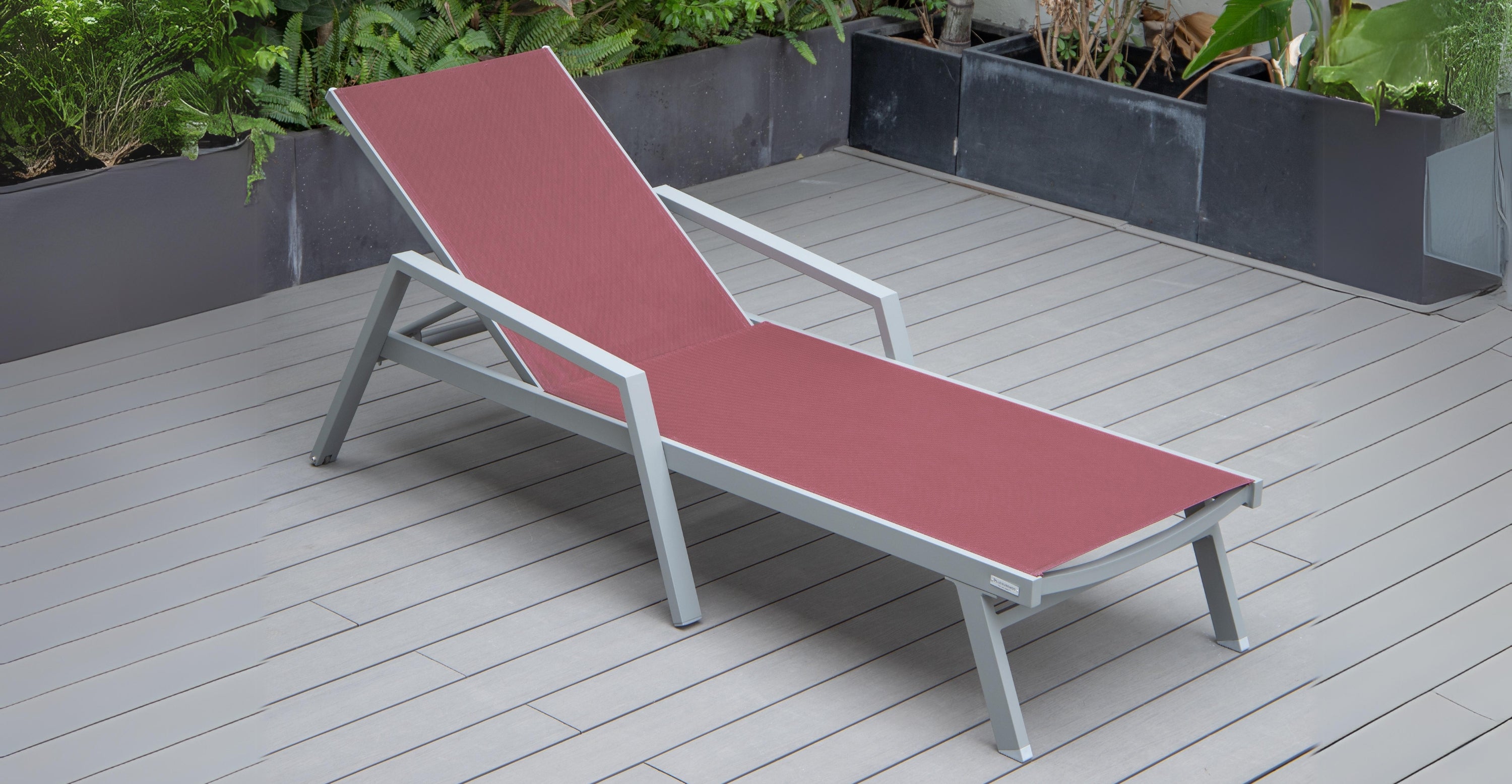 Marlin Aluminum Outdoor Chaise Lounge Chair with Sling Fabric Seat