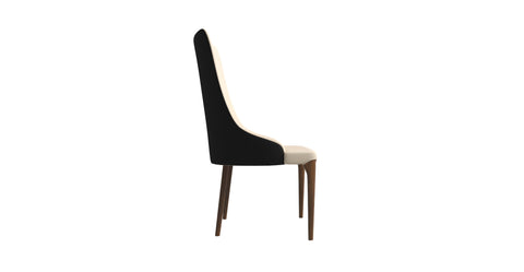 Elm Dining Chair with a Leather/Velvet Seat and a Two-Tone Color Design Backrest in Ash Wood