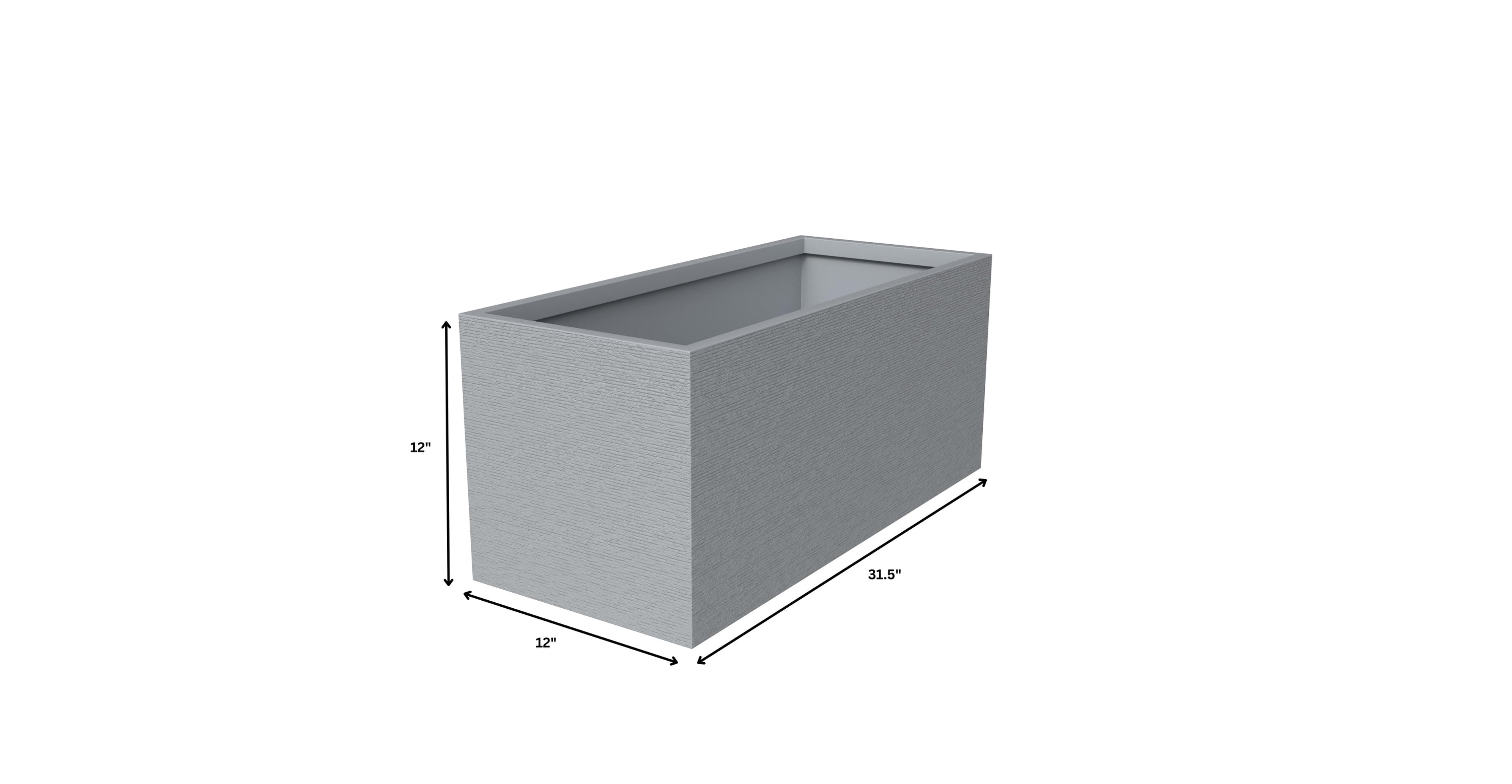 Flora Modern Rectangular Planter Pot in Fiberstone and Clay Weather Resistant Design in Grey