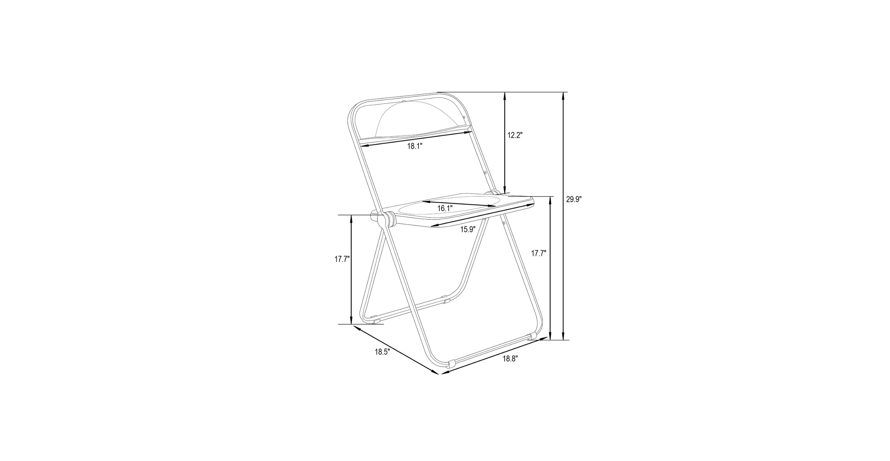 Lawrence Acrylic Folding Chair With Metal Frame Set of 2