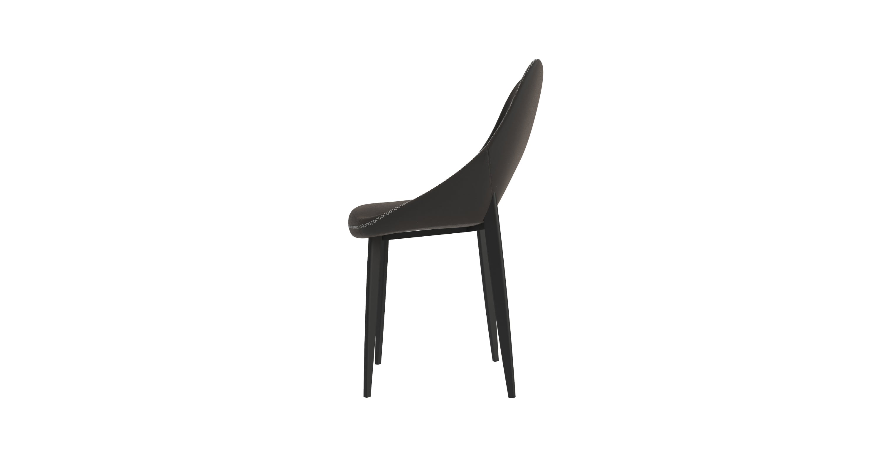 Amalfi Upholstered Fabric Dining Chair with a Curved Open Back Design in Black Iron