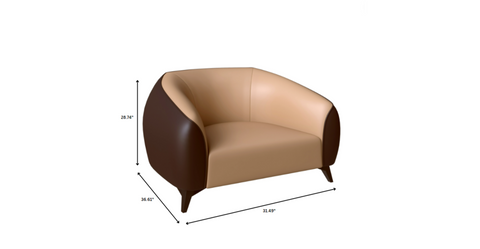 Opula Single-Seater Leather Sofa Accent Armchair with Stainless Steel Legs