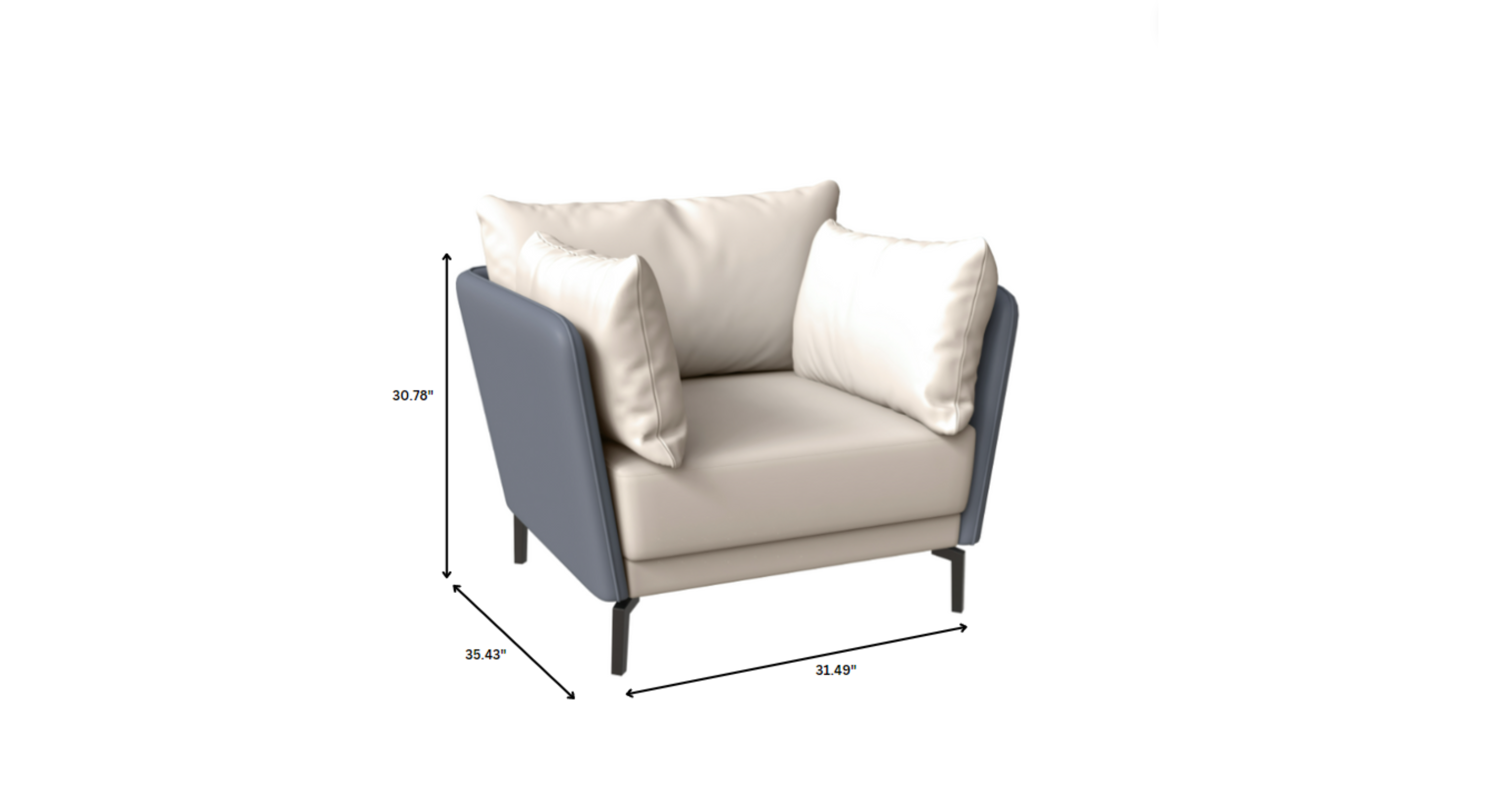 Luxify Single-Seater Leather Sofa Accent Armchair with Stainless Steel Legs and Removable Cushions