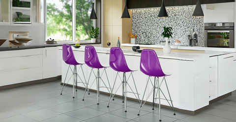 Cresco Modern Acrylic Barstool in Chrome Base for Kitchen and Dining Room