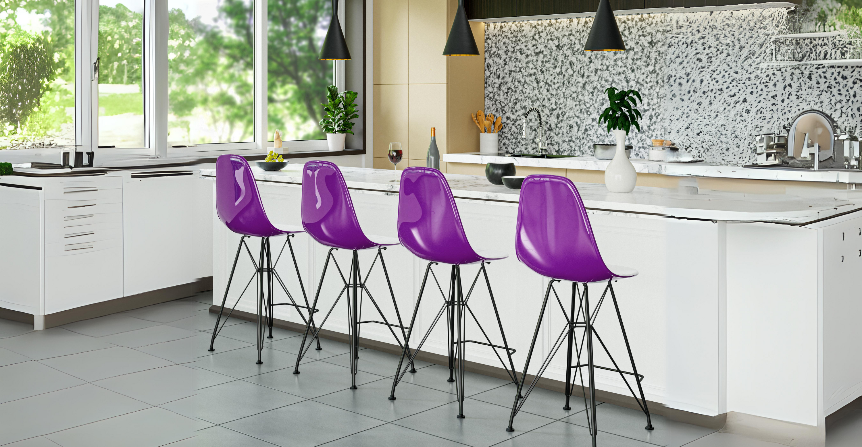 Cresco Modern Acrylic Barstool in Chrome Base for Kitchen and Dining Room