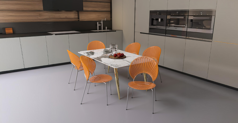 Opulent Modern Plastic Dining Chair in Chrome Metal Legs