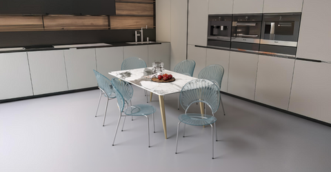 Opulent Modern Plastic Dining Chair in Chrome Metal Legs