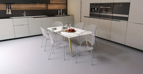 Opulent Modern Plastic Dining Chair in Chrome Metal Legs